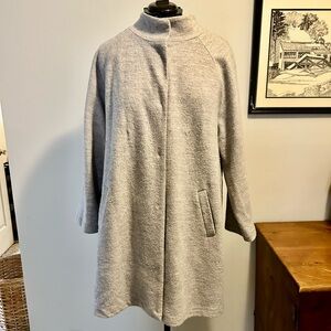 Cynthia Rowley 100% Wool Coat Gray Snap Front Minimalist Coat Size 2X